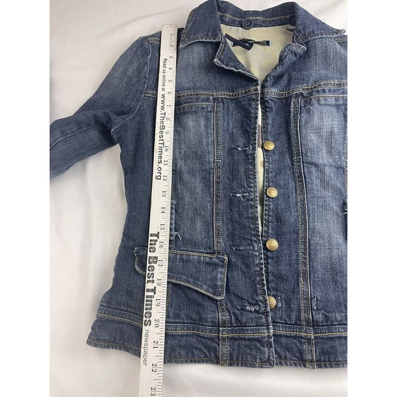Vigoss Studio Women's Jacket Blue Trucker Denim Jean Lined Large - Picture 7 of 10